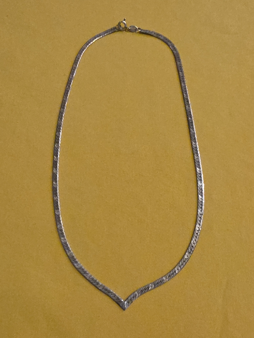 Vintage 925 Silver V-Shaped Herringbone Necklace - Marked 925 Italy